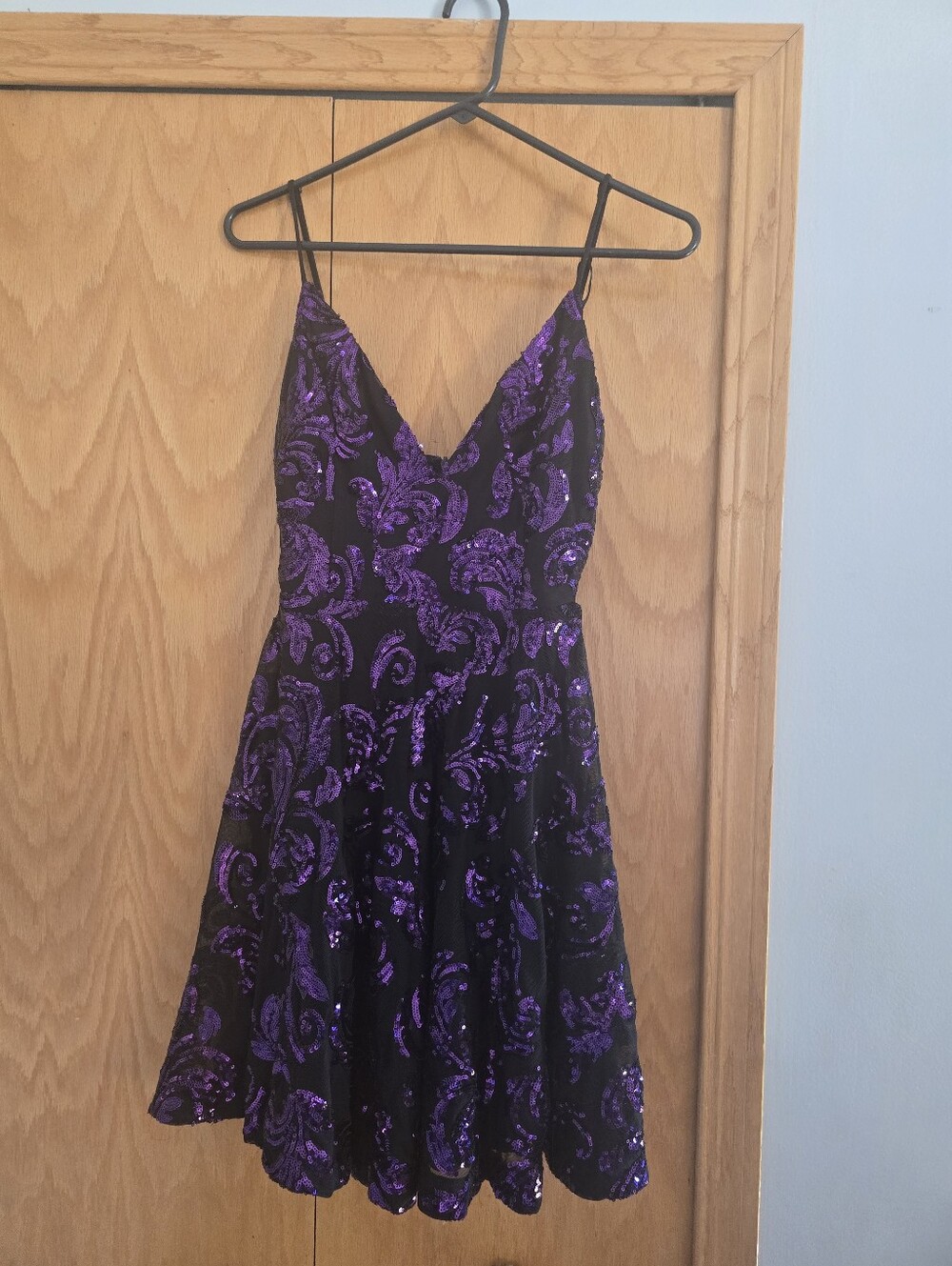 Black Purple Sequin Homecoming Dress | Altered to Small